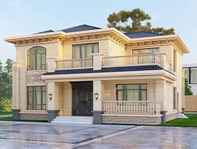 12.3×12.5米 兩層歐式別墅帶露臺(tái) 占地143平方 編號(hào)：202309281687