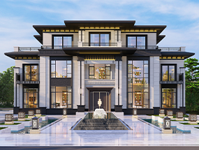 24.2×15.7米 五開間三層半新中式別墅 占地面積304.3平方 編號(hào):202308091688