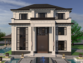 14×18.18米 三層新中式別墅 挑空門(mén)廳 占地面積188.979平方 編號(hào)：202401072121